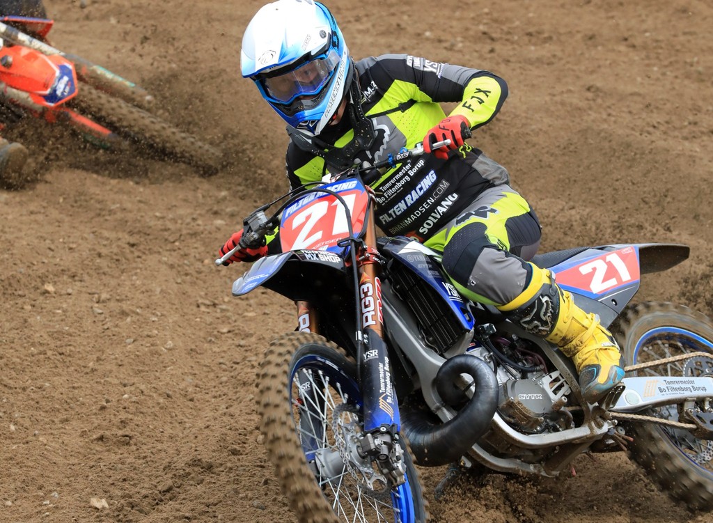 Mathias Jørgensen fra Hedelands Motorklub holdt fast i sin føring i den samlede stilling i MX2-klassen
(Foto: Klaus Rasmussen)